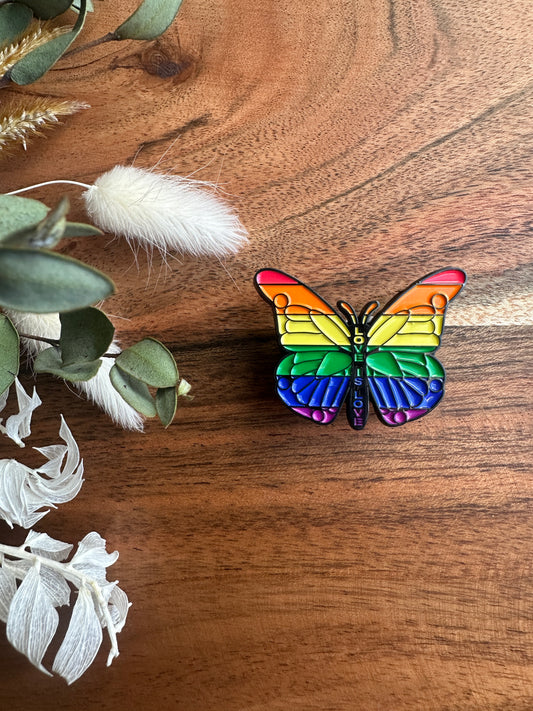 Pride Pin - Pride Flag - Butterfly - Love is Love
