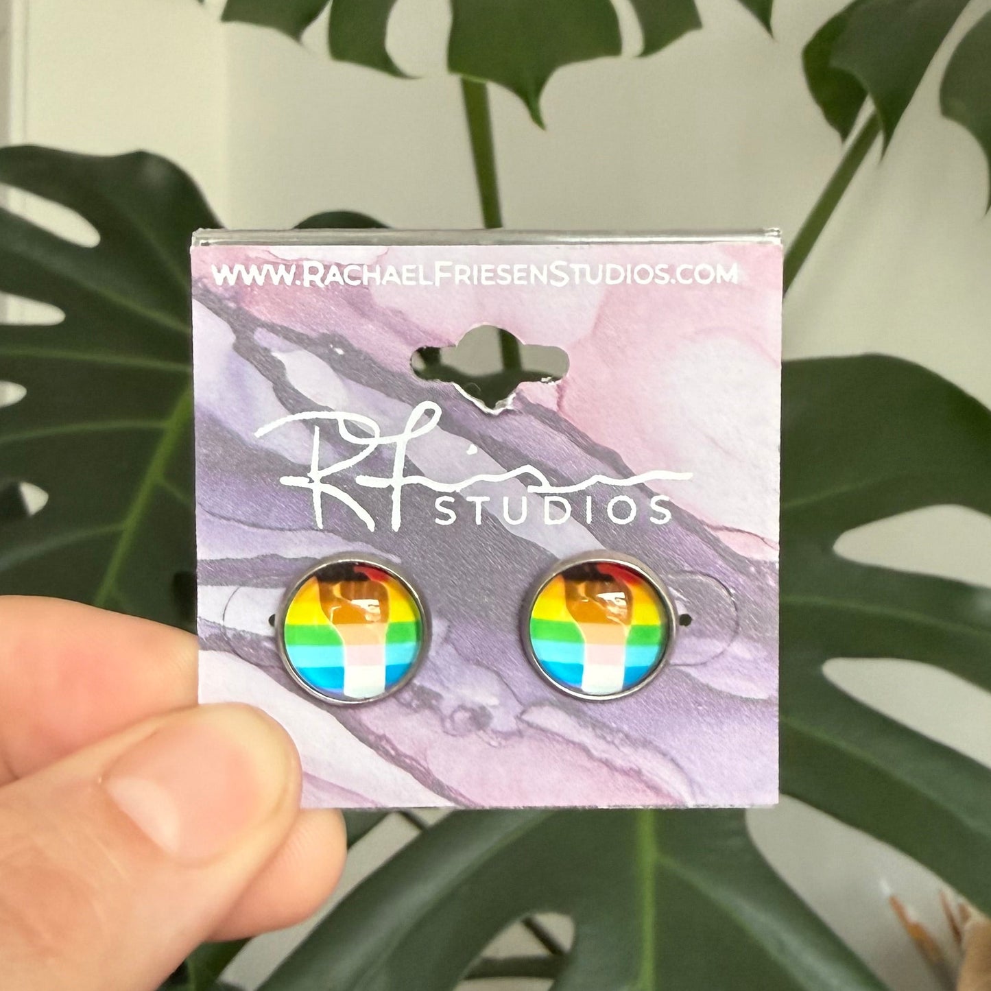 Pride Earrings - Rainbow fist