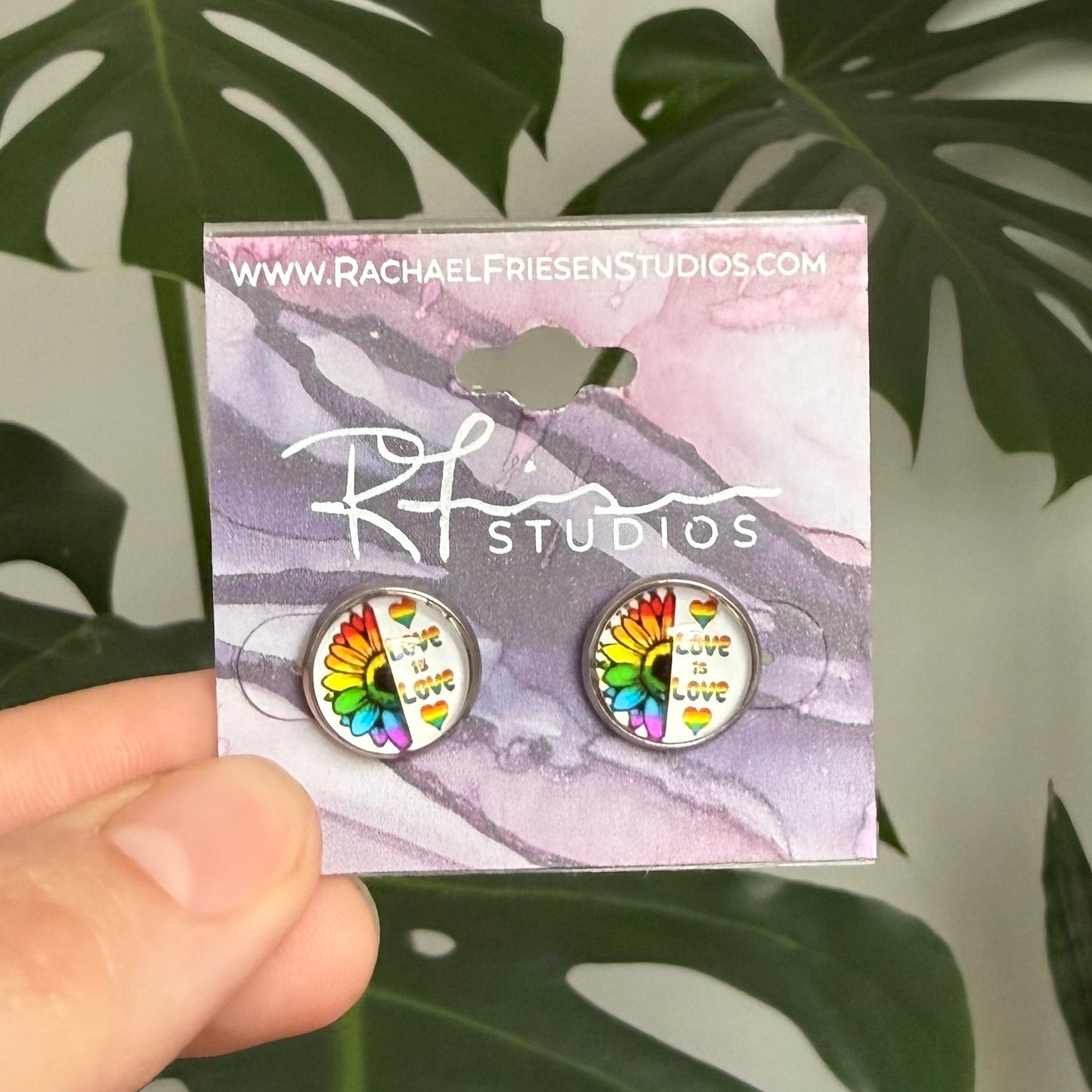 Pride Earrings - Love is Love flower