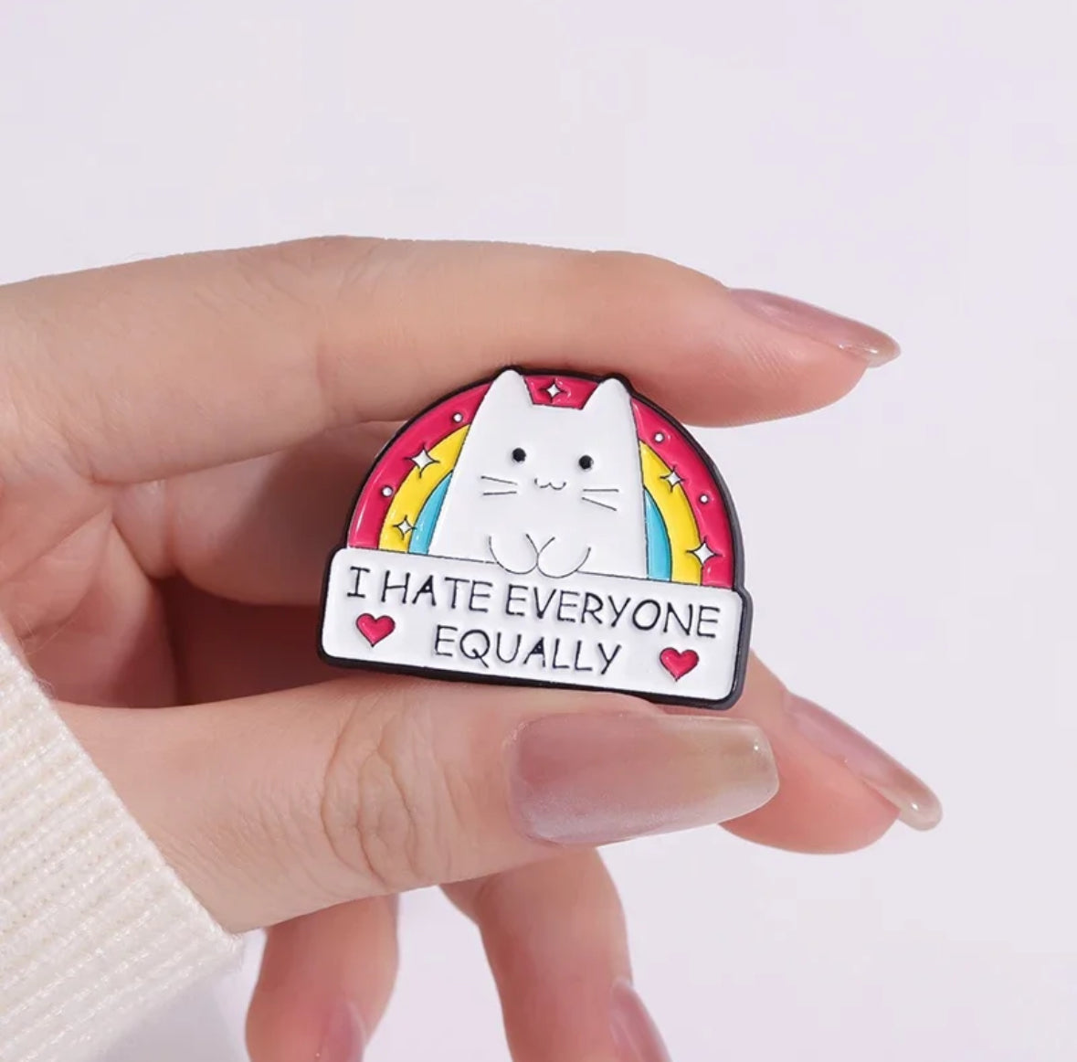 Pride Pin - I Hate Everyone Equally Cat