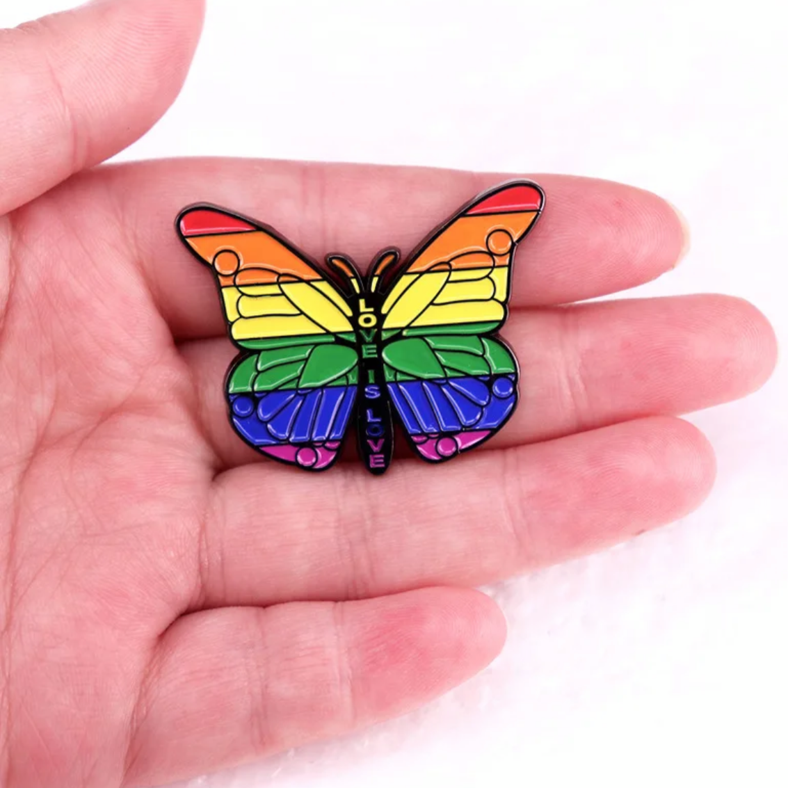 Pride Pin - Pride Flag - Butterfly - Love is Love