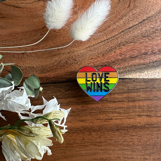 Pride Pin - Heart - LOVE WINS