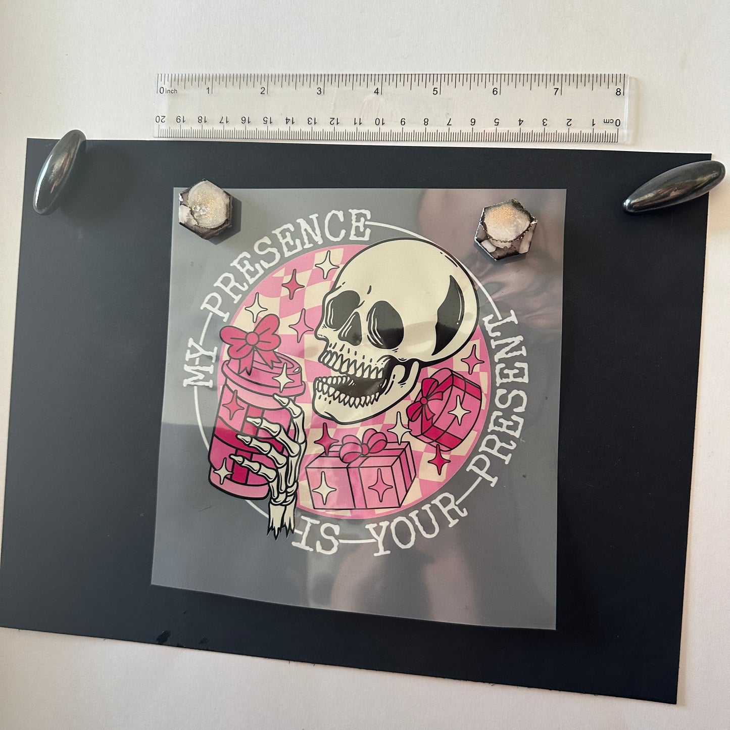 Clearance Transfers - my presence is your present - pink - med