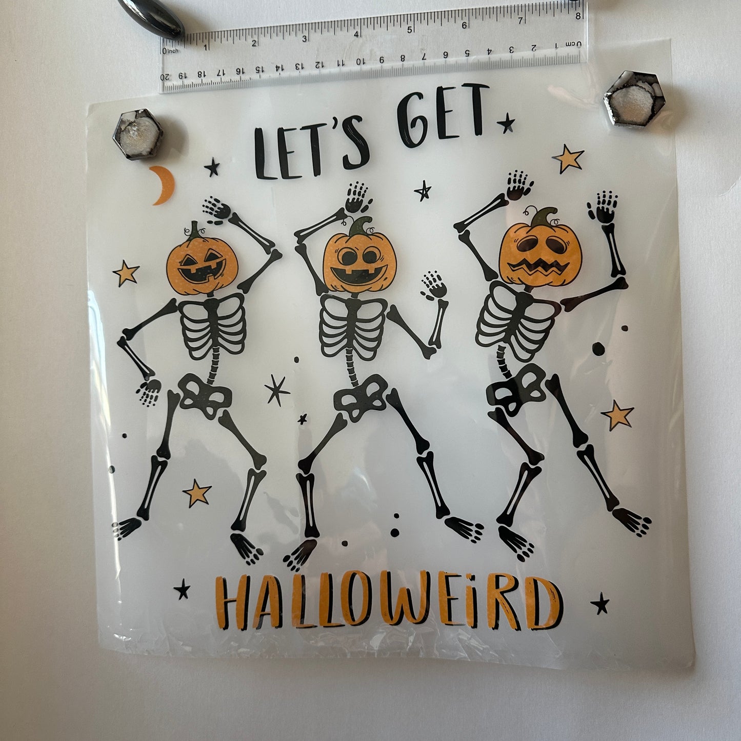 Clearance Transfers - Halloweird - black fill skeletons