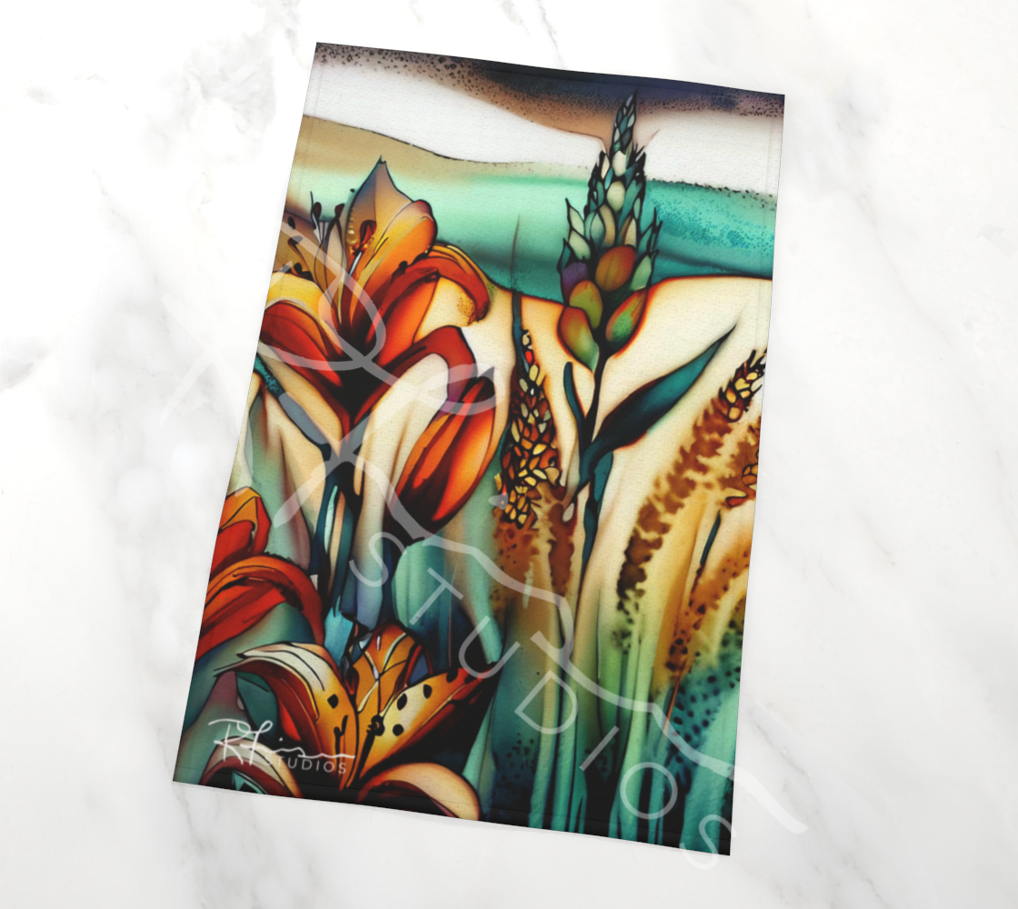 Kitchen Towel/Dish Towel/Tea Towel - 1.5 Lilies and Some Weird Wheat