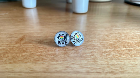 Love is Love Pride Earrings - 12mm on Stainless Steel