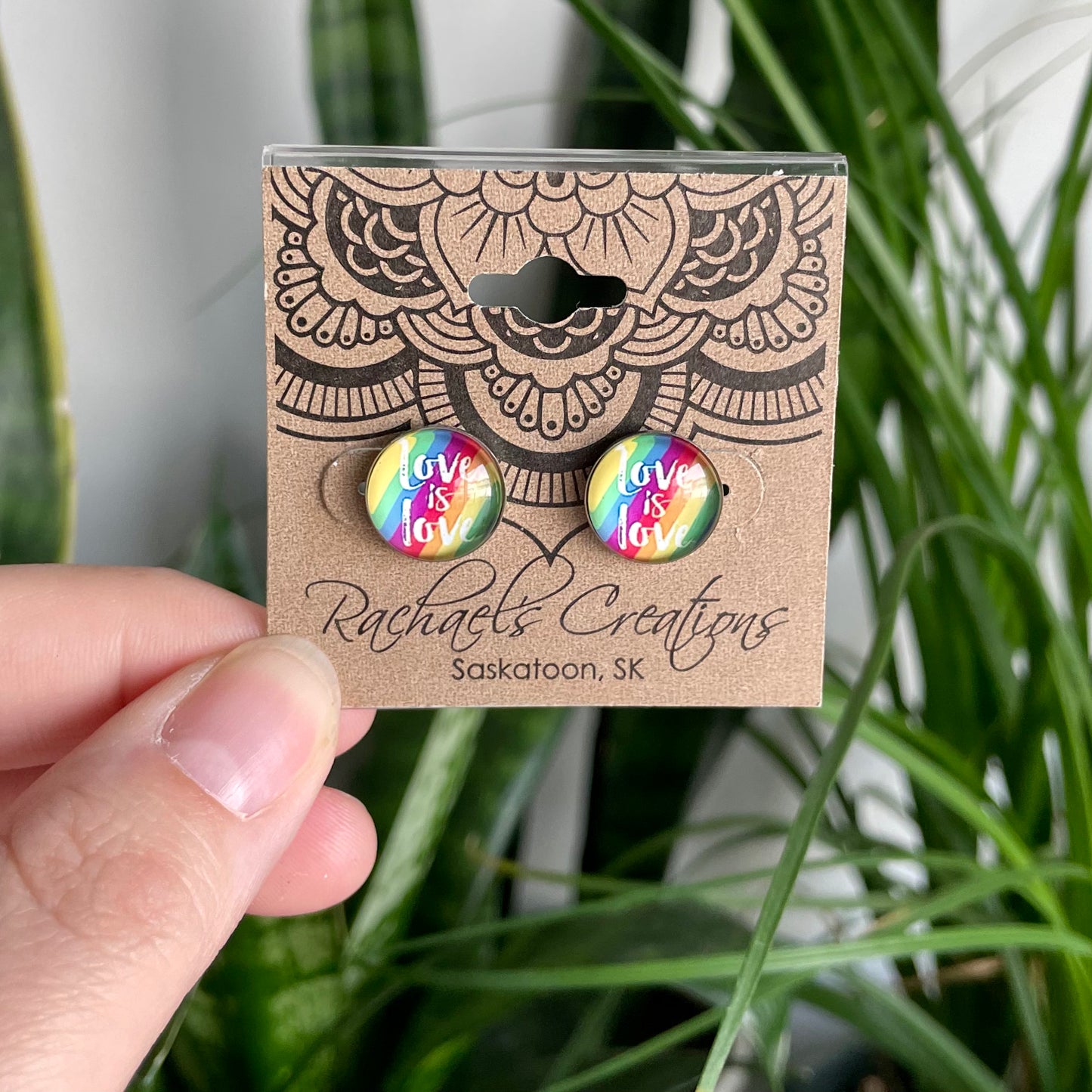 Love is Love - Rainbow Pride Earrings - 12mm on Stainless Steel