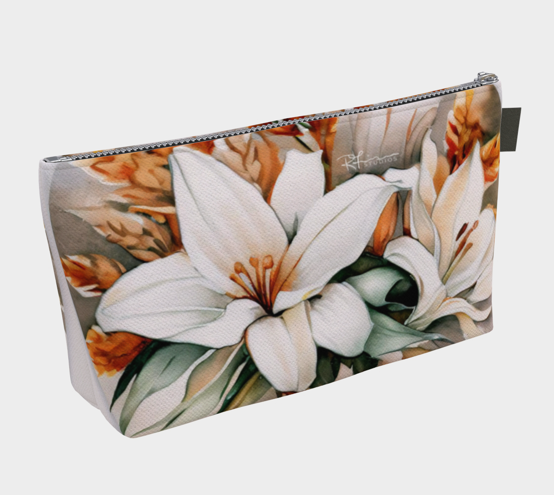 Beauty Bag - 10" and 12" - Watercolour Lilies - Made to Order