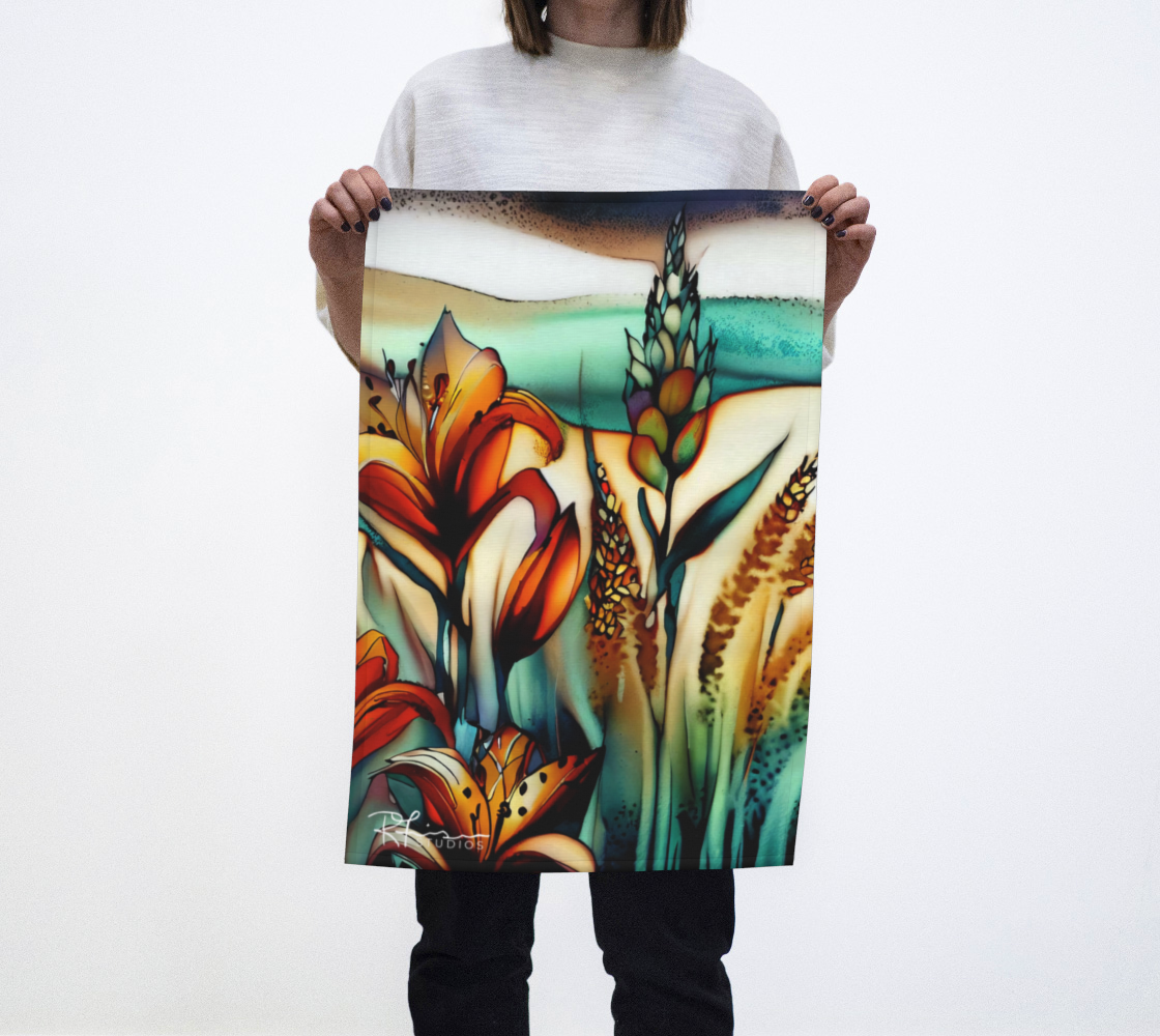 Kitchen Towel/Dish Towel/Tea Towel - 1.5 Lilies and Some Weird Wheat - MADE TO ORDER
