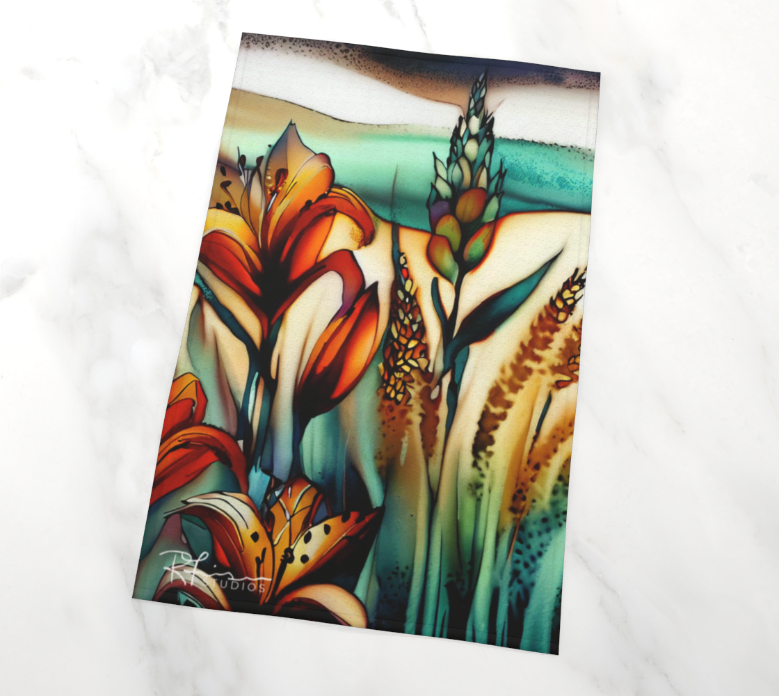 Kitchen Towel/Dish Towel/Tea Towel - 1.5 Lilies and Some Weird Wheat - MADE TO ORDER