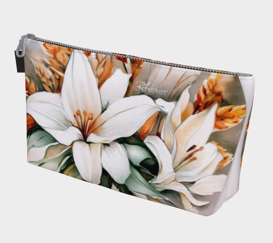 Beauty Bag - 10" and 12" - Watercolour Lilies - Made to Order