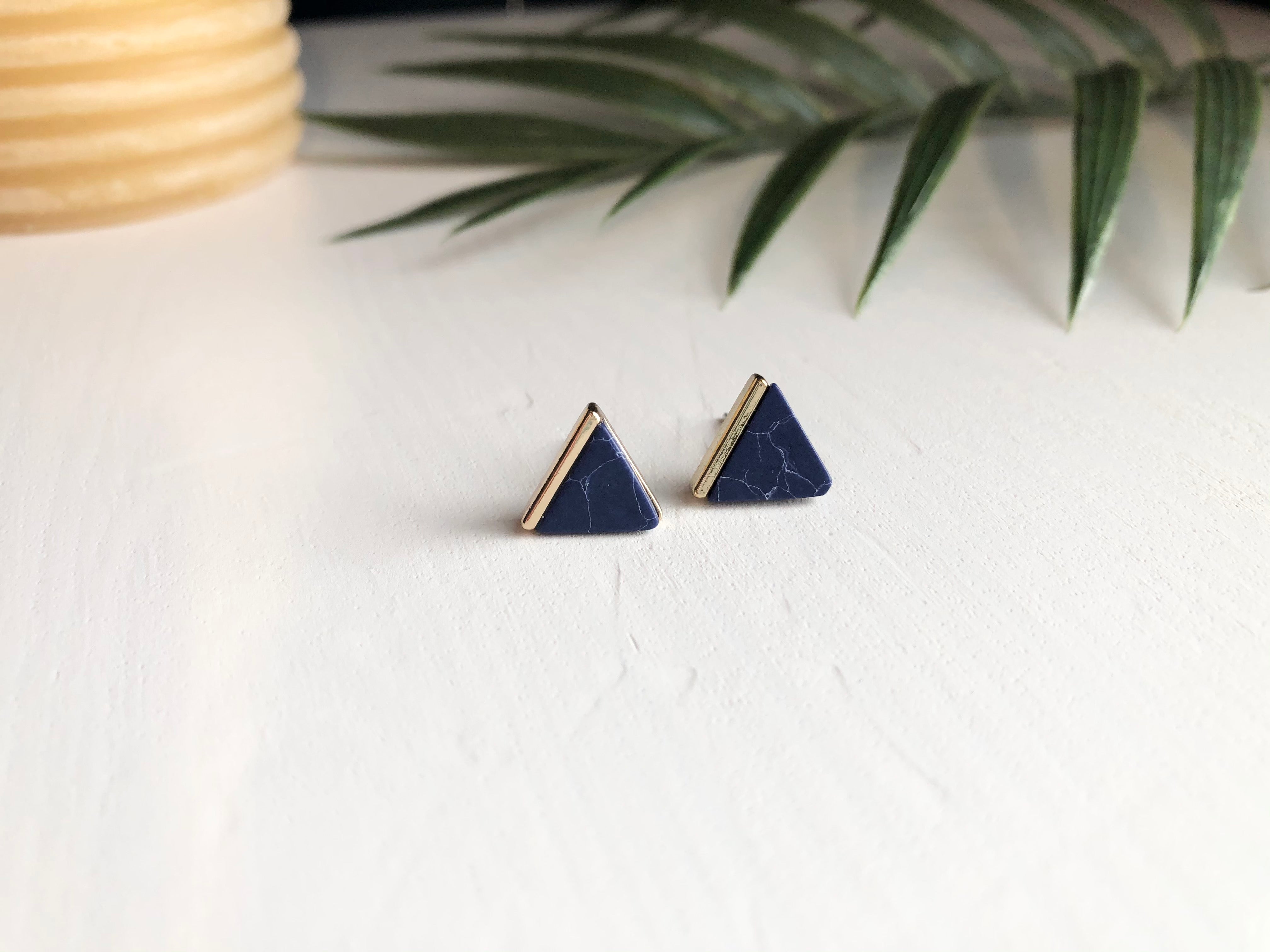 Navy blue and sales gold earrings