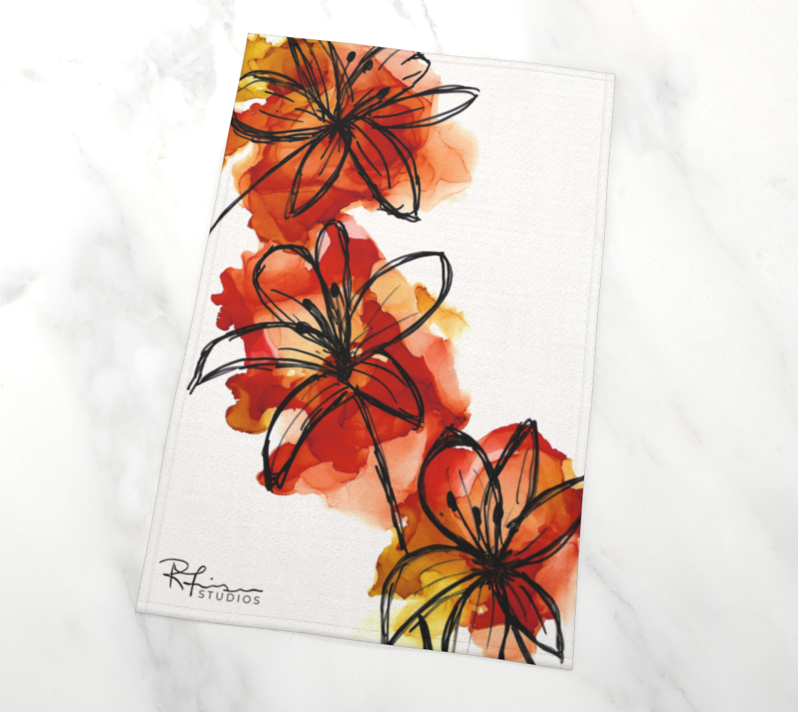 Kitchen Towel/Dish Towel/Tea Towel - Abstract Prairie Lily - MADE TO ORDER