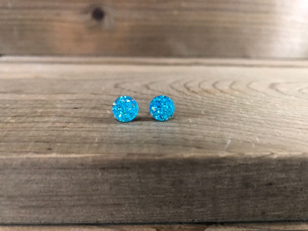 Aruba Sparkle Stud Earrings - 8mm on Surgical Grade Stainless Steel