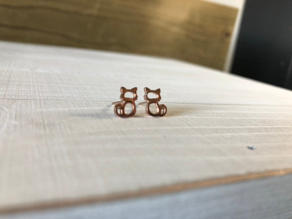 Cat Stud Earrings - hypoallergenic surgical grade stainless steel