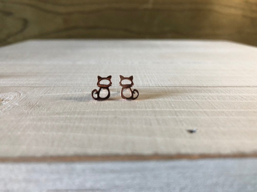 Cat Stud Earrings - hypoallergenic surgical grade stainless steel