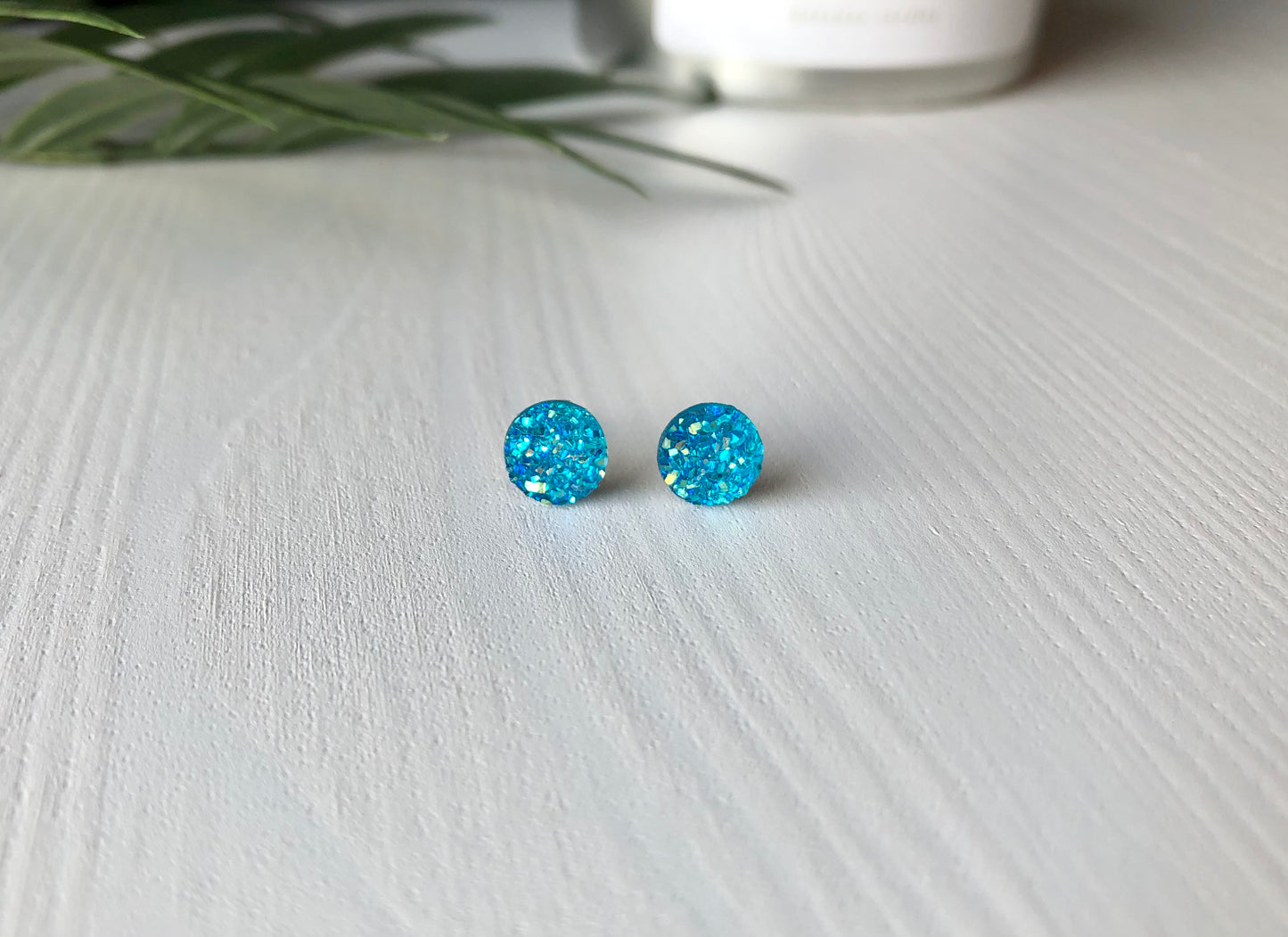 Aruba Sparkle Stud Earrings - 8mm on Surgical Grade Stainless Steel