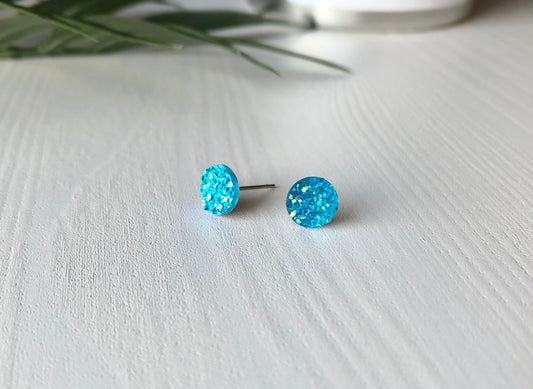 Aruba Sparkle Stud Earrings - 8mm on Surgical Grade Stainless Steel