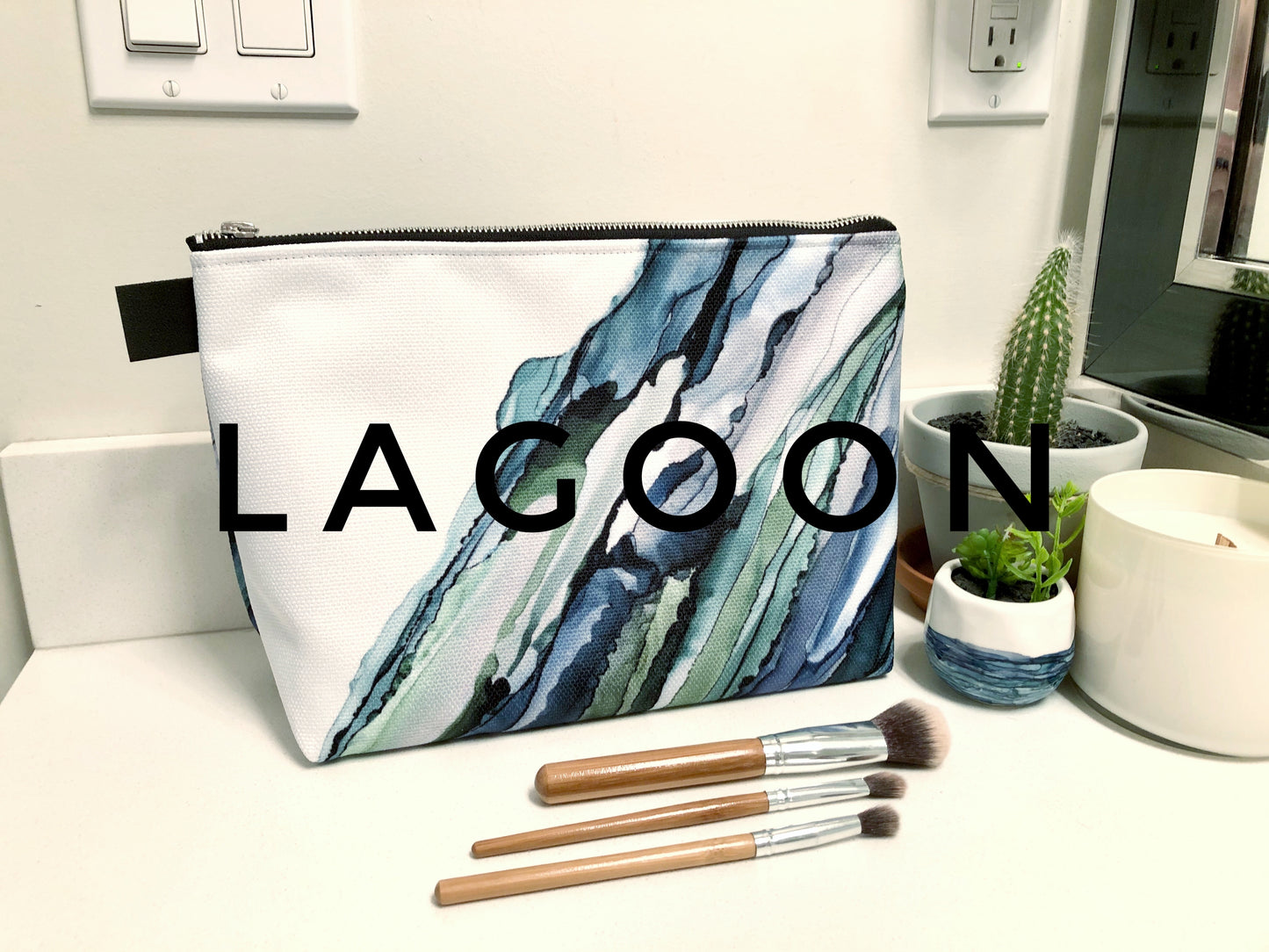 Lagoon - Beauty Bag - Alcohol Ink Art Print - In Stock