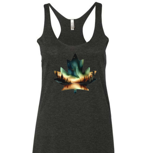 Tank Top - Ember Glow Northern Lights Maple Leaf - PREORDER