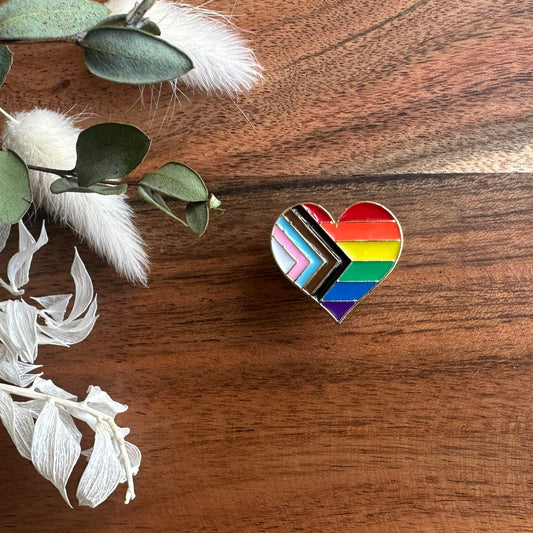 Pride Pin - Pride Flag - Heart w trans and POC flag - PREORDER