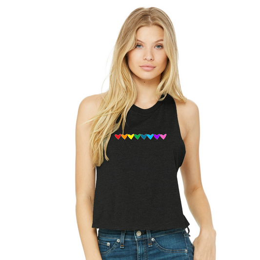 Pride Preorder - Adult Unisex "Cropped" Tank Top - Bright Hearts