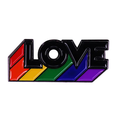 Pride Pin - LOVE - Black - Block offset rainbow