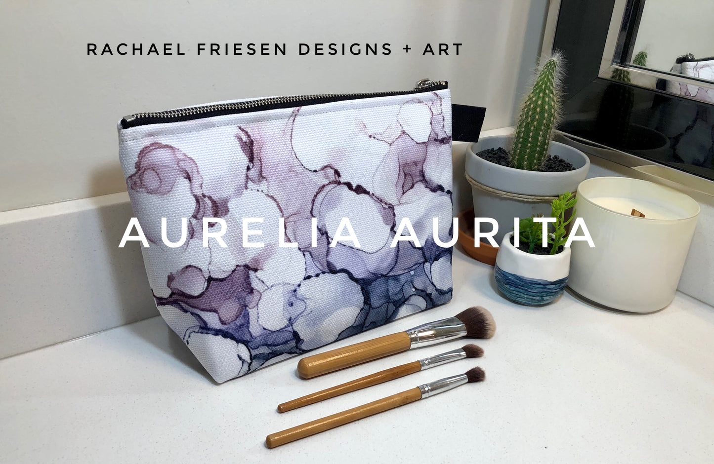 Aurelia Aurita - Beauty Bag - Alcohol Ink Art Print - In Stock