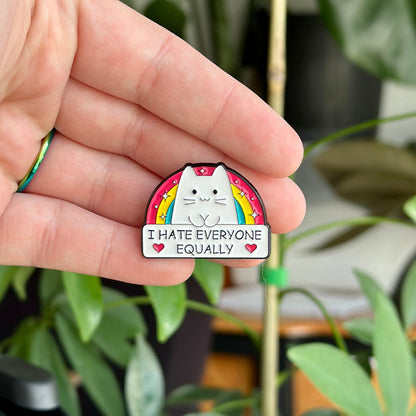 Pride Pin - I Hate Everyone Equally Cat