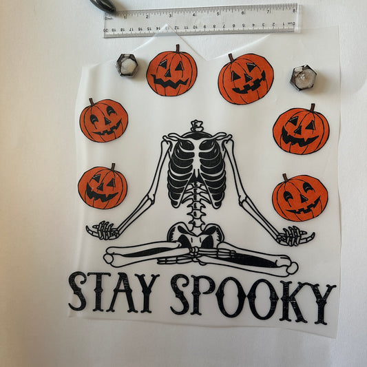 Clearance Transfers - Stay Spooky meditate skeleton