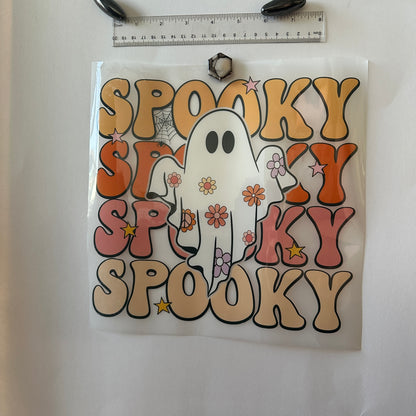 Clearance Transfers - spooky w ghost - pink and orange