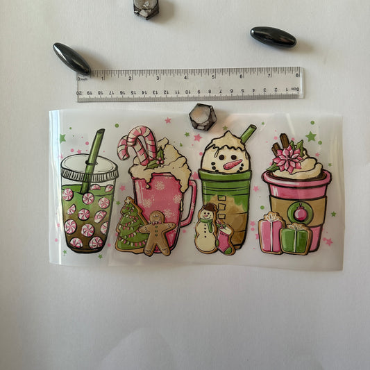 Clearance Transfers - Cups - pink and green