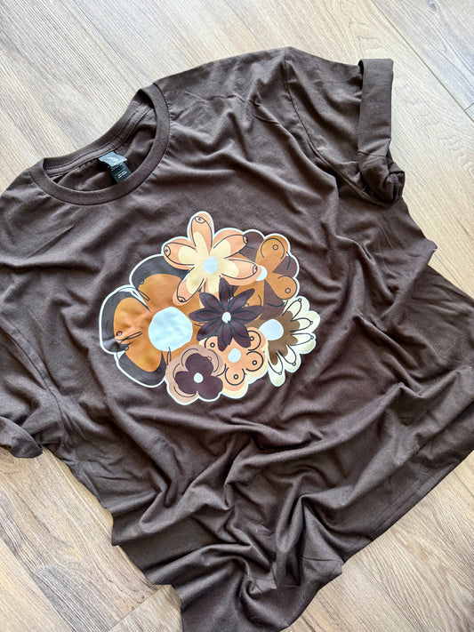 Flowers+Boobs Apparel For Breast Cancer - NUDE TONES - Adult T-Shirt