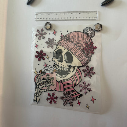 Clearance Transfers - pink skeleton hot chocolate