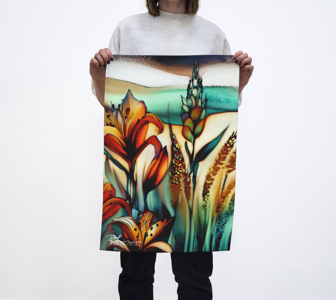 Dish Towel/Tea Towel/Kitchen Towel - 1.5 Lilies and Some Weird Wheat - IN STOCK