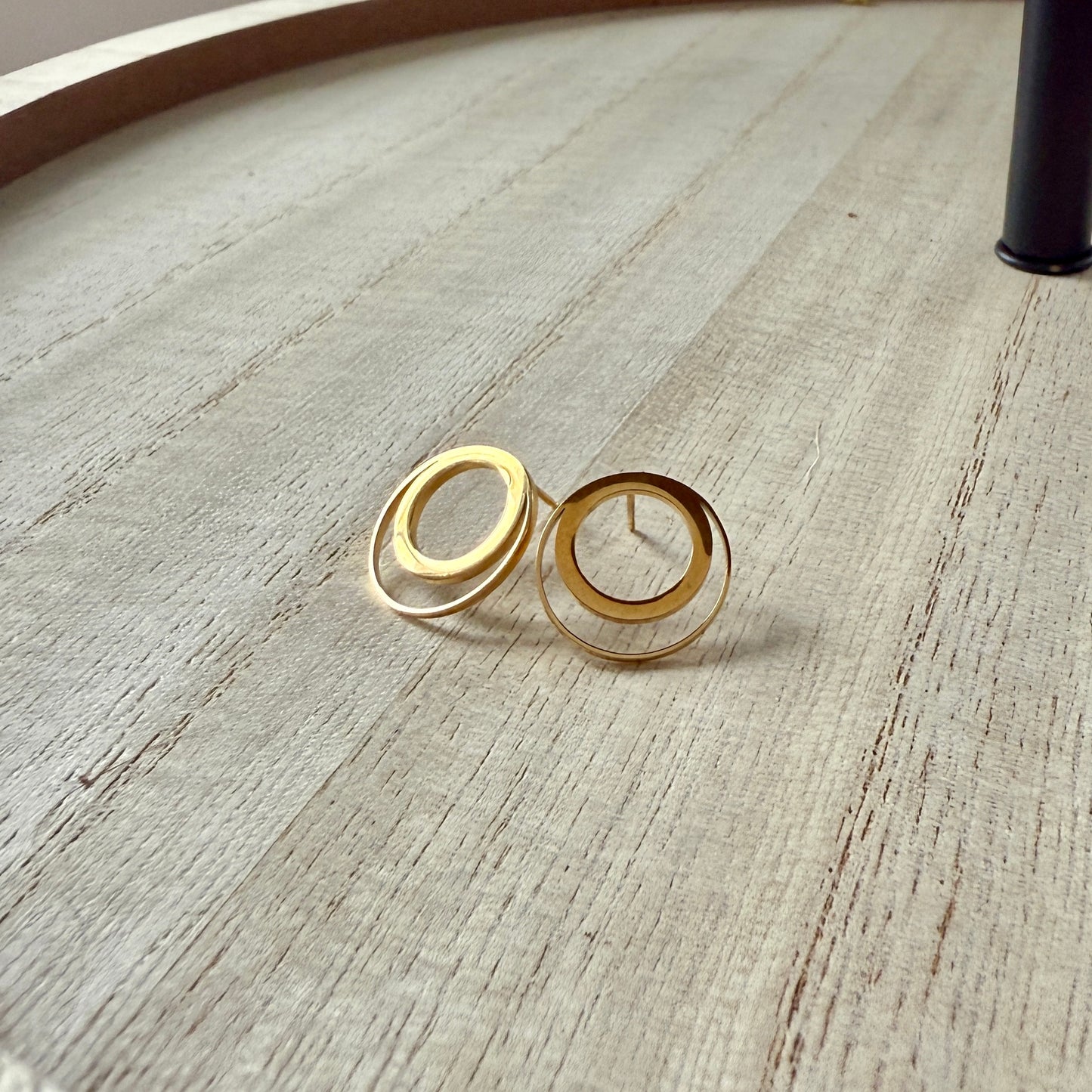 Double Circle Stud Earrings - Hypoallergenic Surgical Stainless Steel