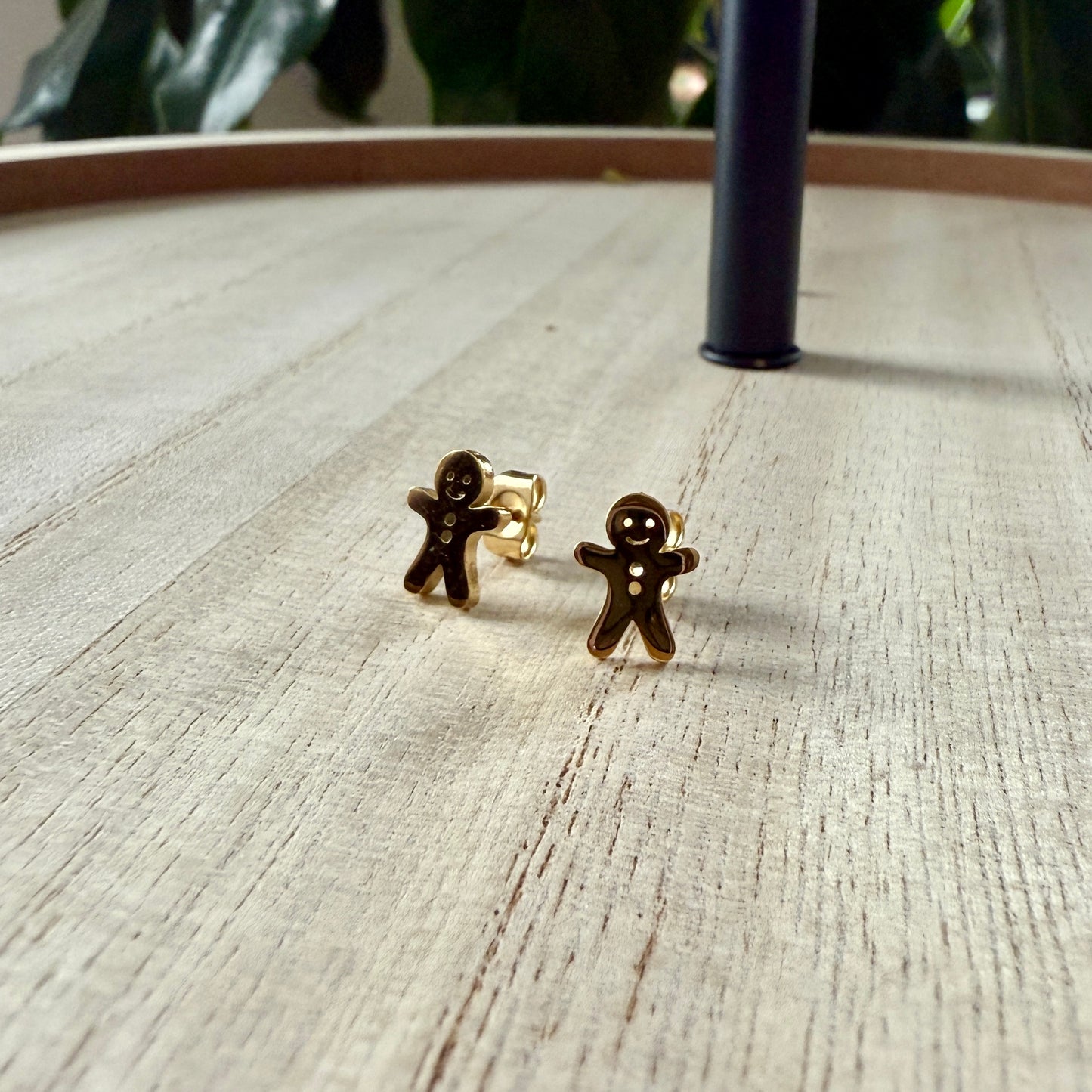 Gingerbread Person Stud Earrings - Hypoallergenic Surgical Stainless Steel