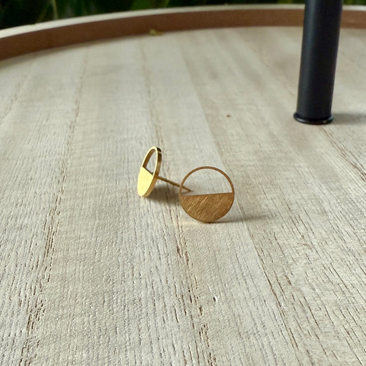 Half+Half Circle Stud Earrings - Hypoallergenic Surgical Stainless Steel