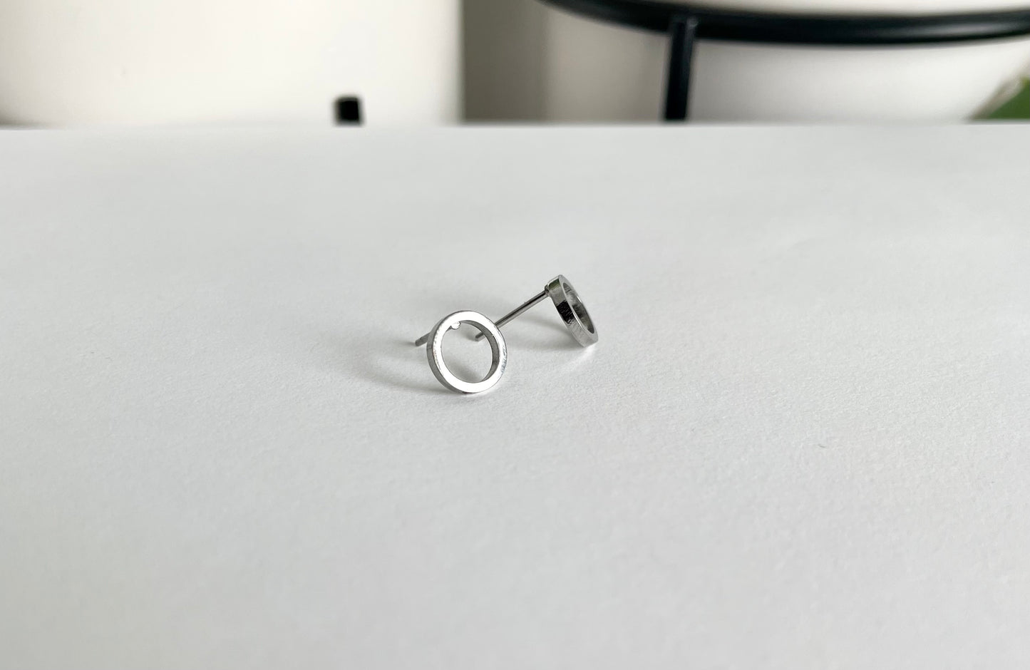 Circle 8mm Stud Earrings - Hypoallergenic Surgical Stainless Steel