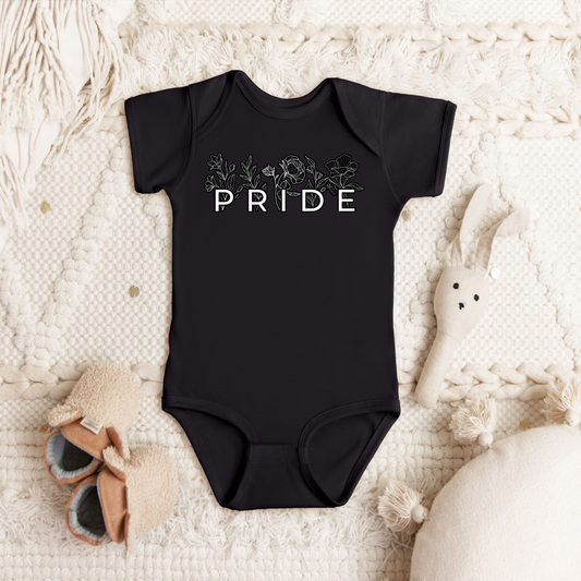 Pride Preorder - Infant/Onesie/Diaper Shirt/Baby - PRIDE Floral Line Art