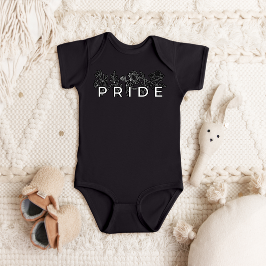 Infant/Onesie/Diaper Shirt/Baby - PRIDE Floral Line Art - Pride Preorder