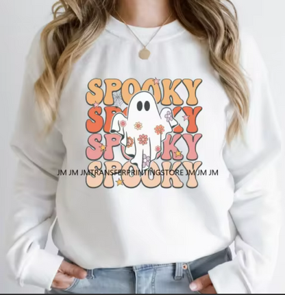 Clearance Transfers - spooky w ghost - pink and orange