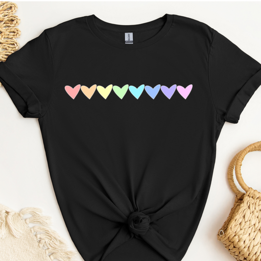 Pride Preorder - Adult T-Shirt - Pastel Hearts