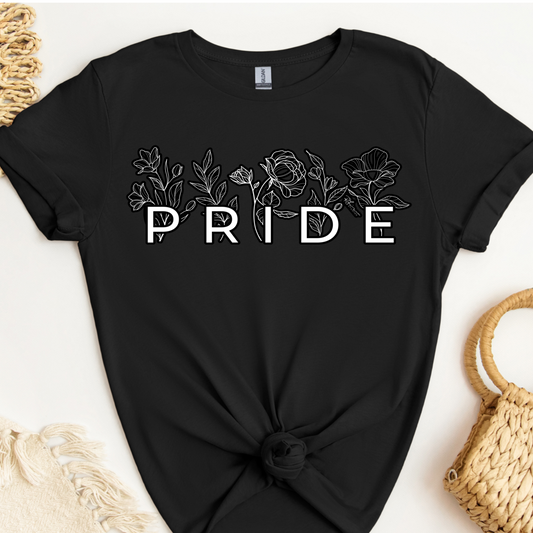 Pride Preorder - Adult T-Shirt - PRIDE Floral Line Art