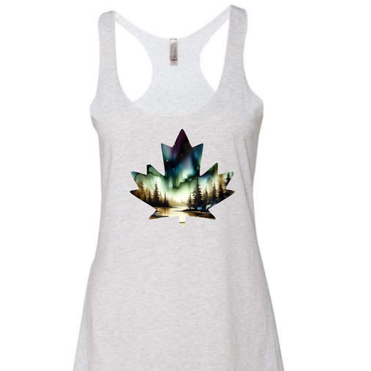 Tank Top - Monsoon Skies Northern Lights Maple Leaf - PREORDER