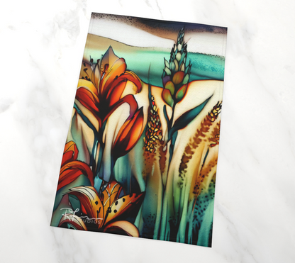 Kitchen Towel/Dish Towel/Tea Towel - 1.5 Lilies and Some Weird Wheat - MADE TO ORDER