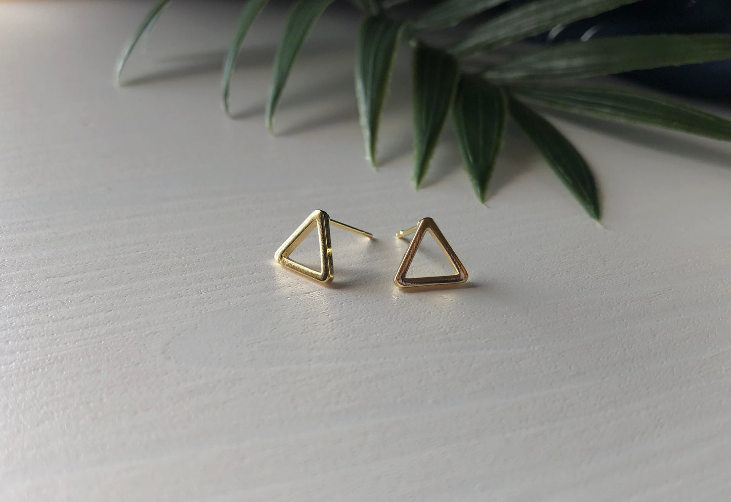 Triangle Stud Earrings - Gold Finish