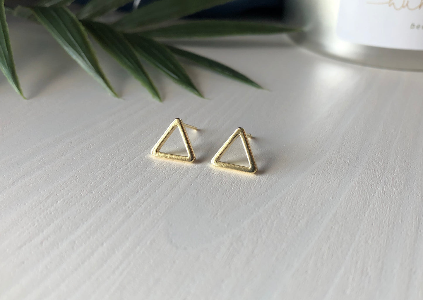 Triangle Stud Earrings - Gold Finish