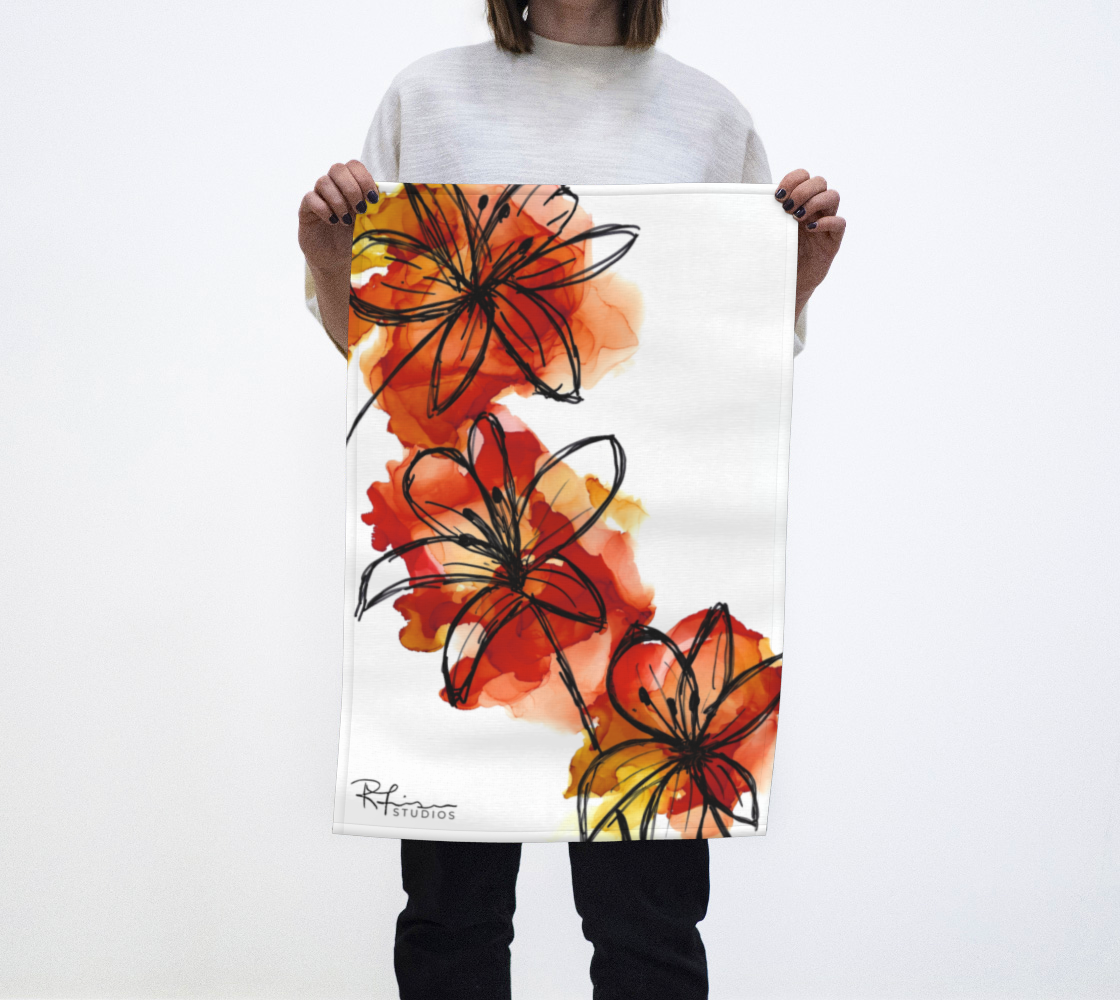 Dish Towel/Tea Towel/Kitchen Towel - Abstract Prairie Lily - MADE TO ORDER