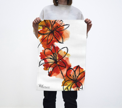 Kitchen Towel/Dish Towel/Tea Towel - Abstract Prairie Lily - MADE TO ORDER